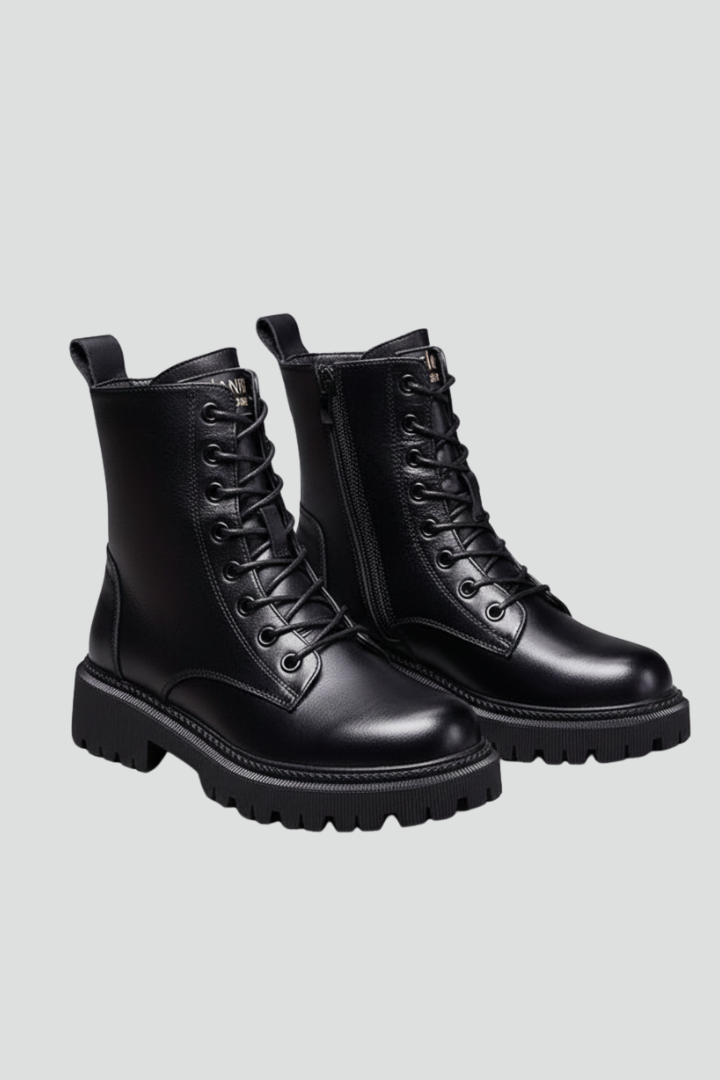 Rebecca | Schnürstiefel mit Seitenreissverschluss und massiver Sohle