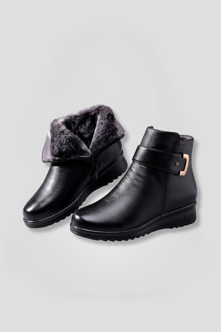 Valentina | Lederstiefel mit orthopädischer Sohle und strukturiertem Obermaterial