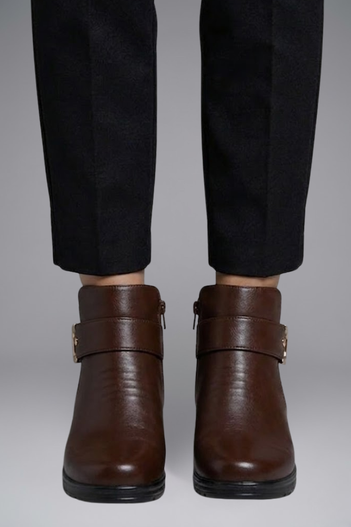 Valentina | Lederstiefel mit orthopädischer Sohle und strukturiertem Obermaterial