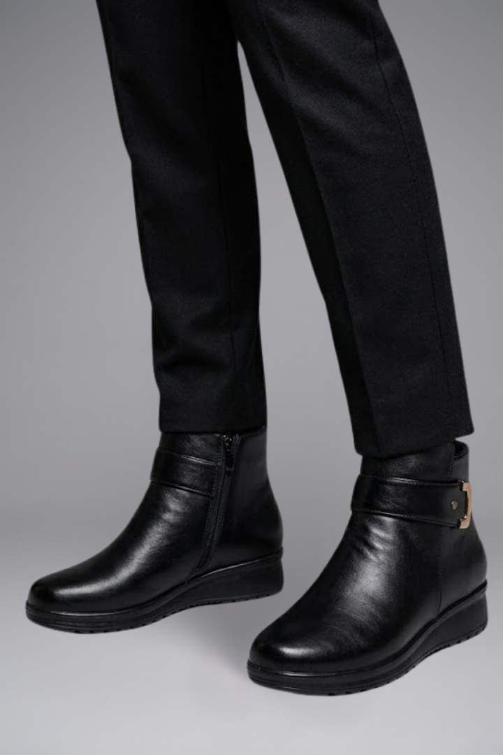 Valentina | Lederstiefel mit orthopädischer Sohle und strukturiertem Obermaterial