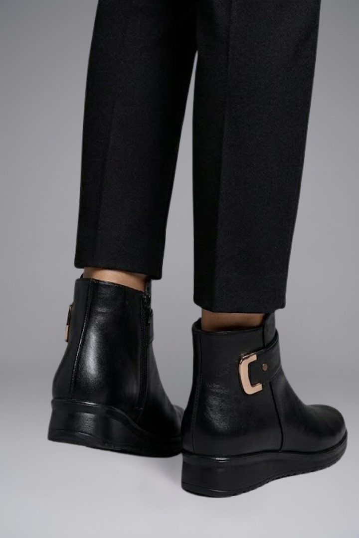 Valentina | Lederstiefel mit orthopädischer Sohle und strukturiertem Obermaterial