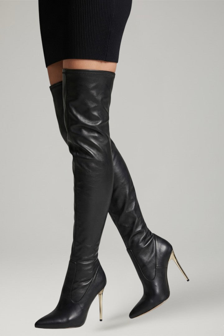 Hilda | Lederstiefel mit Reissverschluss und schlankem Absatz