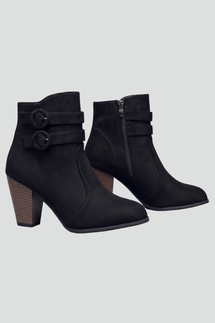 Valeria | Leder-Cowboystiefel mit Schnallendetail und stabilem Absatz