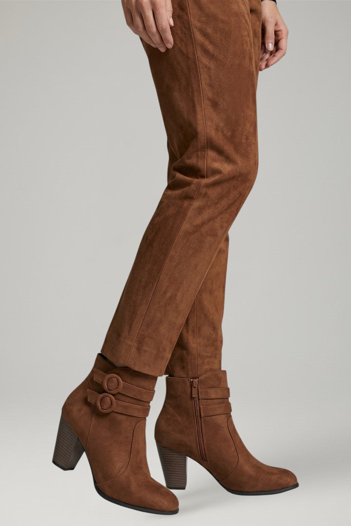 Valeria | Leder-Cowboystiefel mit Schnallendetail und stabilem Absatz
