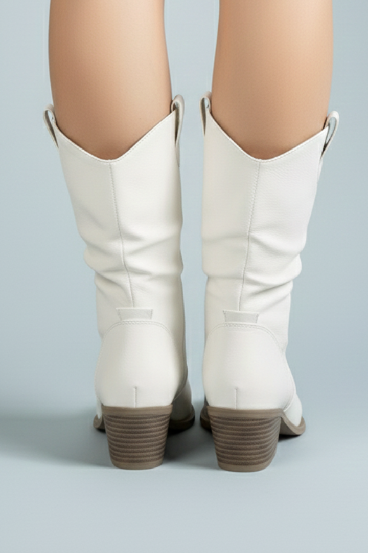 Selena | Wadenstiefel mit Zugschlaufen und Blockabsatz