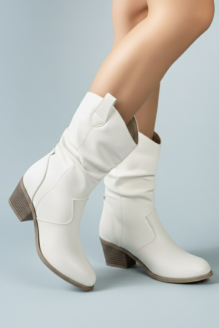 Selena | Wadenstiefel mit Zugschlaufen und Blockabsatz