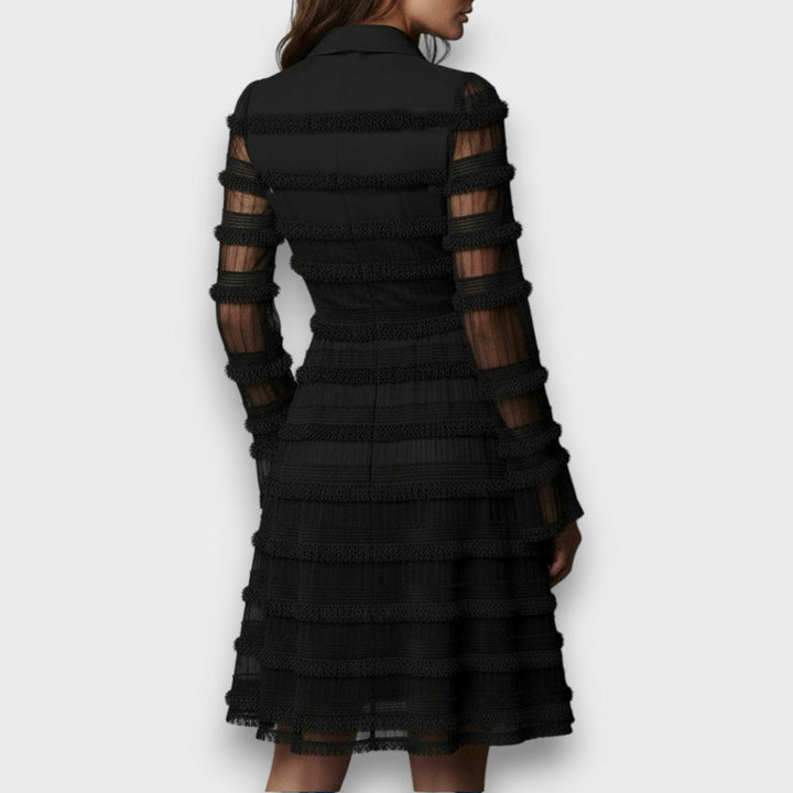 Paulina | Transparentes Midikleid mit Fransendetails