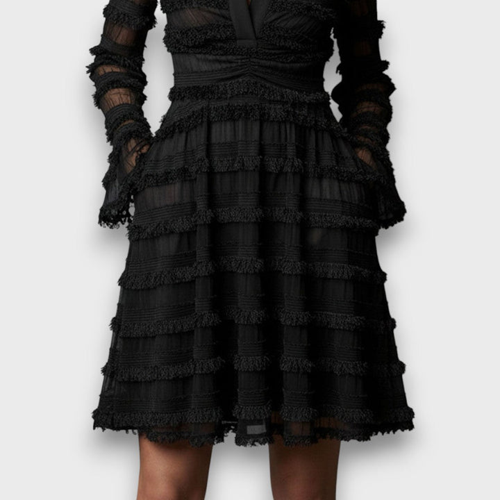 Paulina | Transparentes Midikleid mit Fransendetails