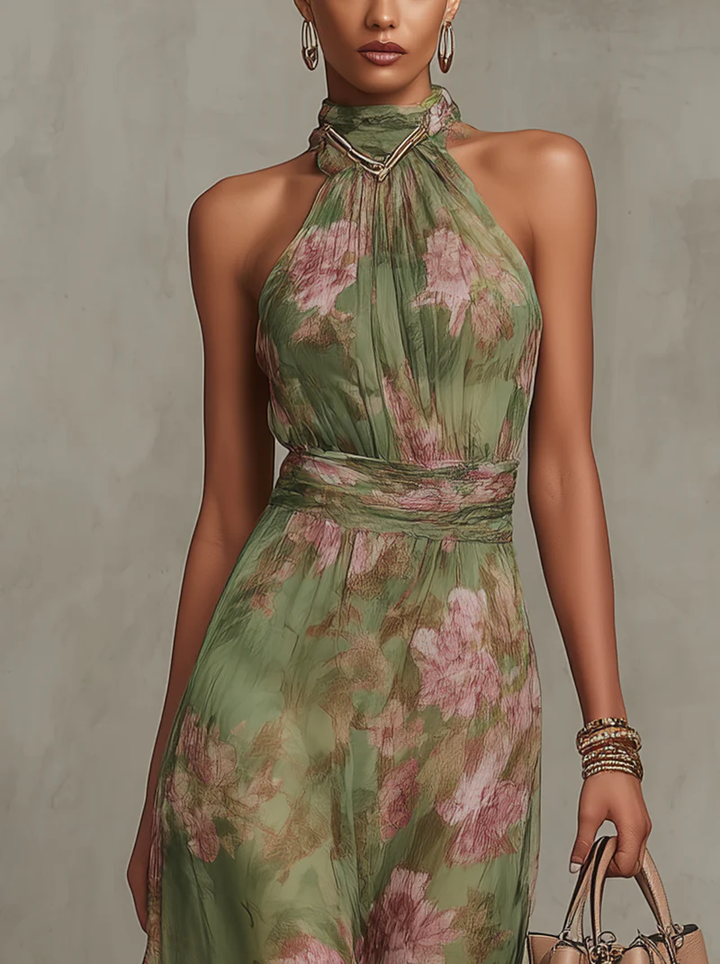 Livia | Maxikleid mit Neckholder und Blumenmuster