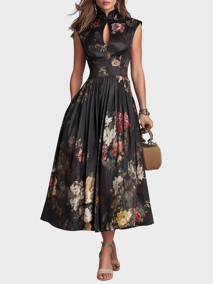 Elsa | Plissiertes Midikleid mit Blumenmuster