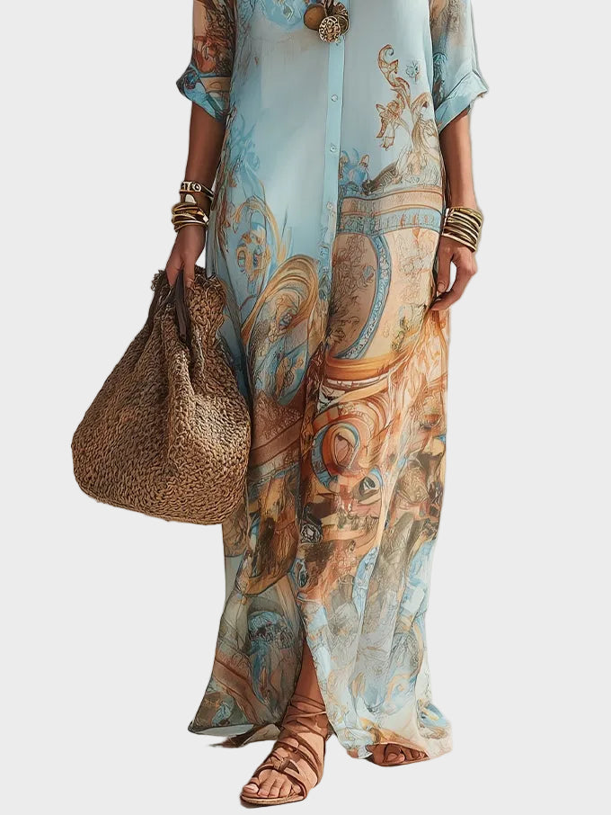 Loisa | Hemdblusenkleid mit mediterranem Muster