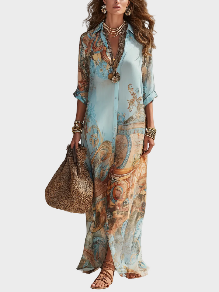 Loisa | Hemdblusenkleid mit mediterranem Muster