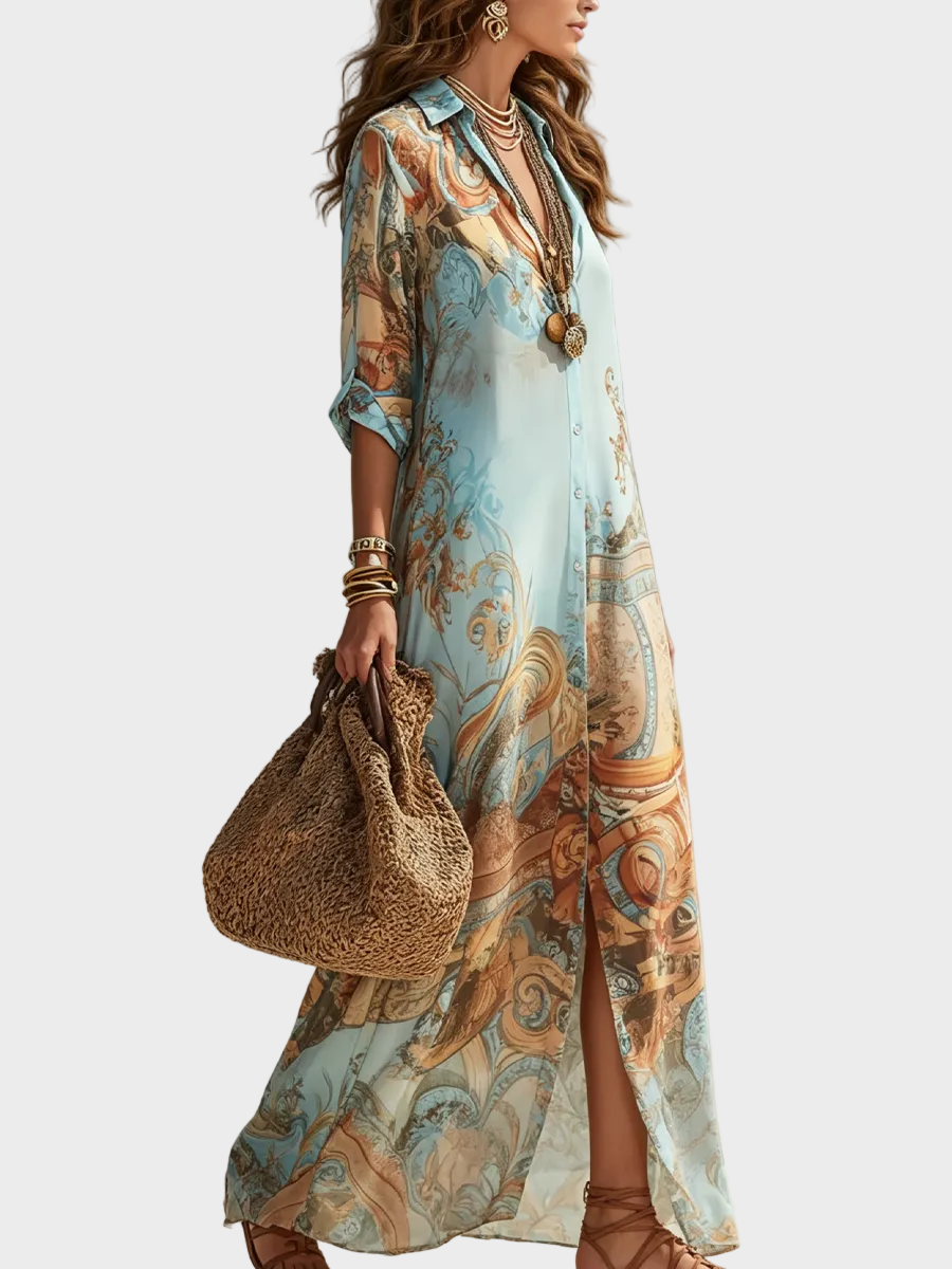 Loisa | Hemdblusenkleid mit mediterranem Muster