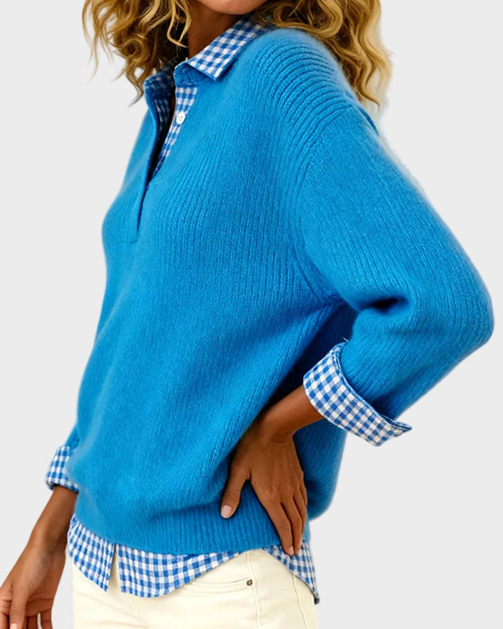 Viktoria | Bunter Pullover mit Karo-Patchwork