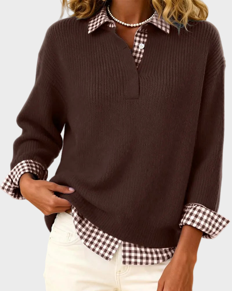 Viktoria | Bunter Pullover mit Karo-Patchwork