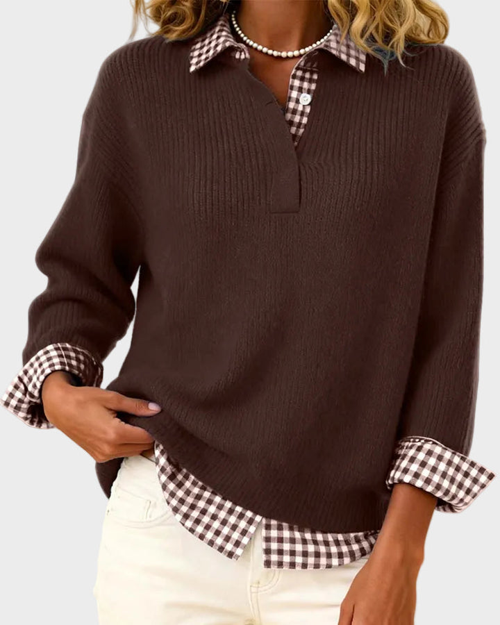 Viktoria | Bunter Pullover mit Karo-Patchwork