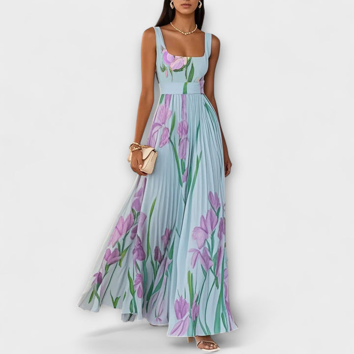 Penelope | Chiffon-Maxikleid in A-Linie mit Blumendruck