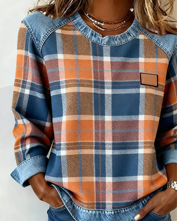 Ivy | Bluse mit Karo-Patchwork