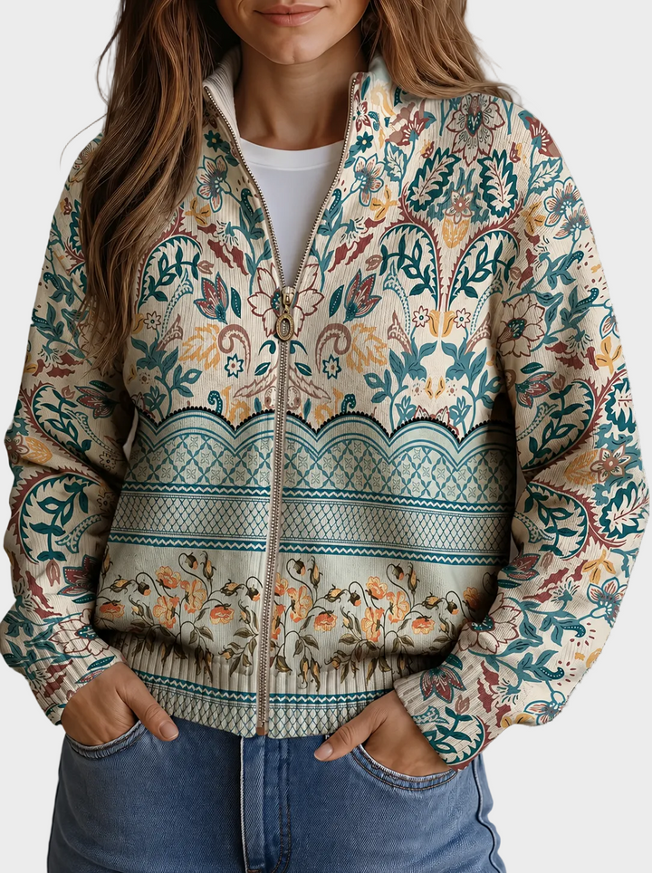 Sybilla | Vintage-Blumen mit botanischem Bordürendruck