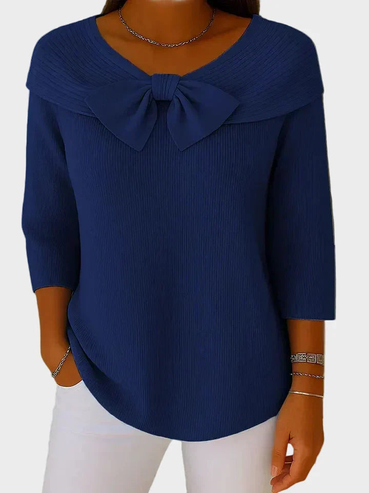 Aline | Weicher eleganter Pullover mit Schleife