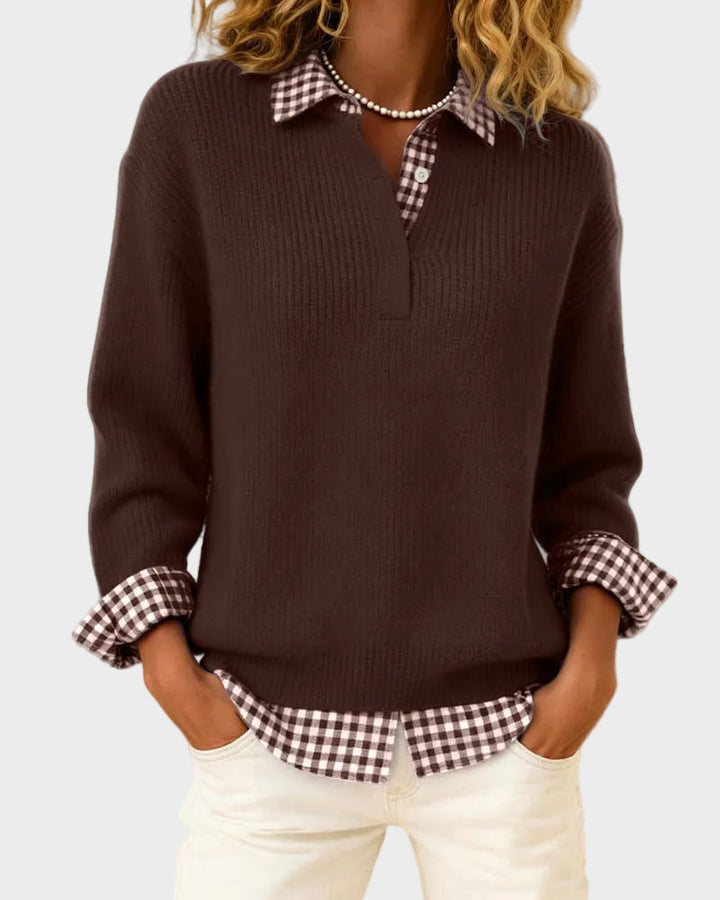 Viktoria | Bunter Pullover mit Karo-Patchwork
