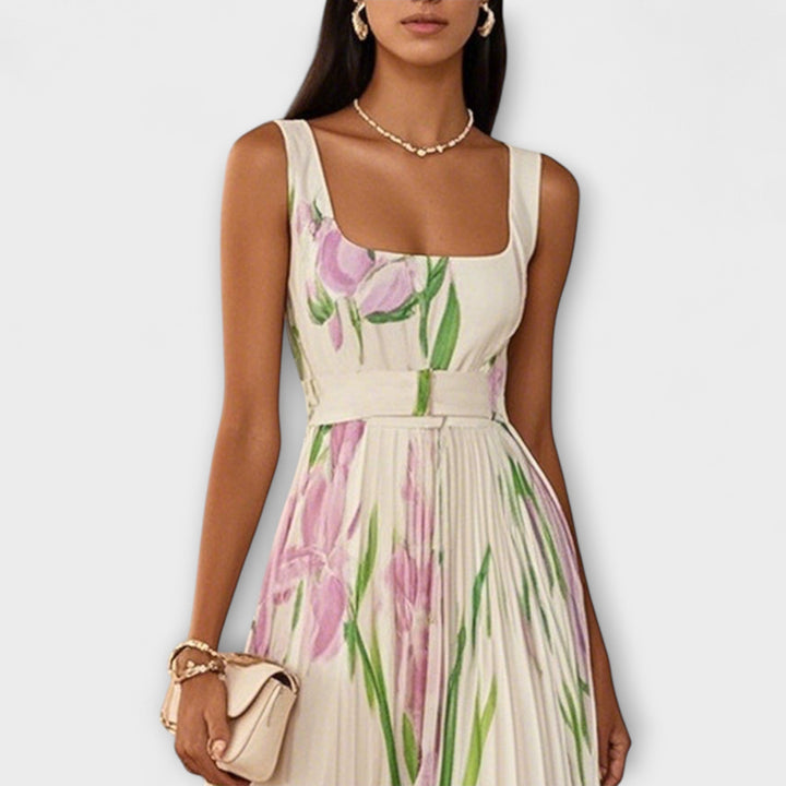 Penelope | Chiffon-Maxikleid in A-Linie mit Blumendruck