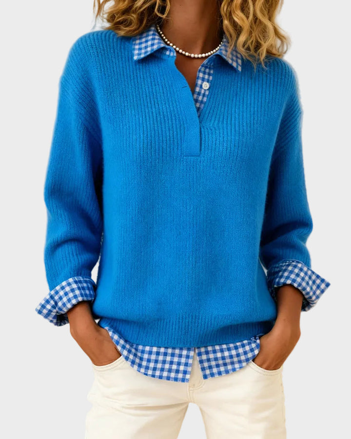 Viktoria | Bunter Pullover mit Karo-Patchwork
