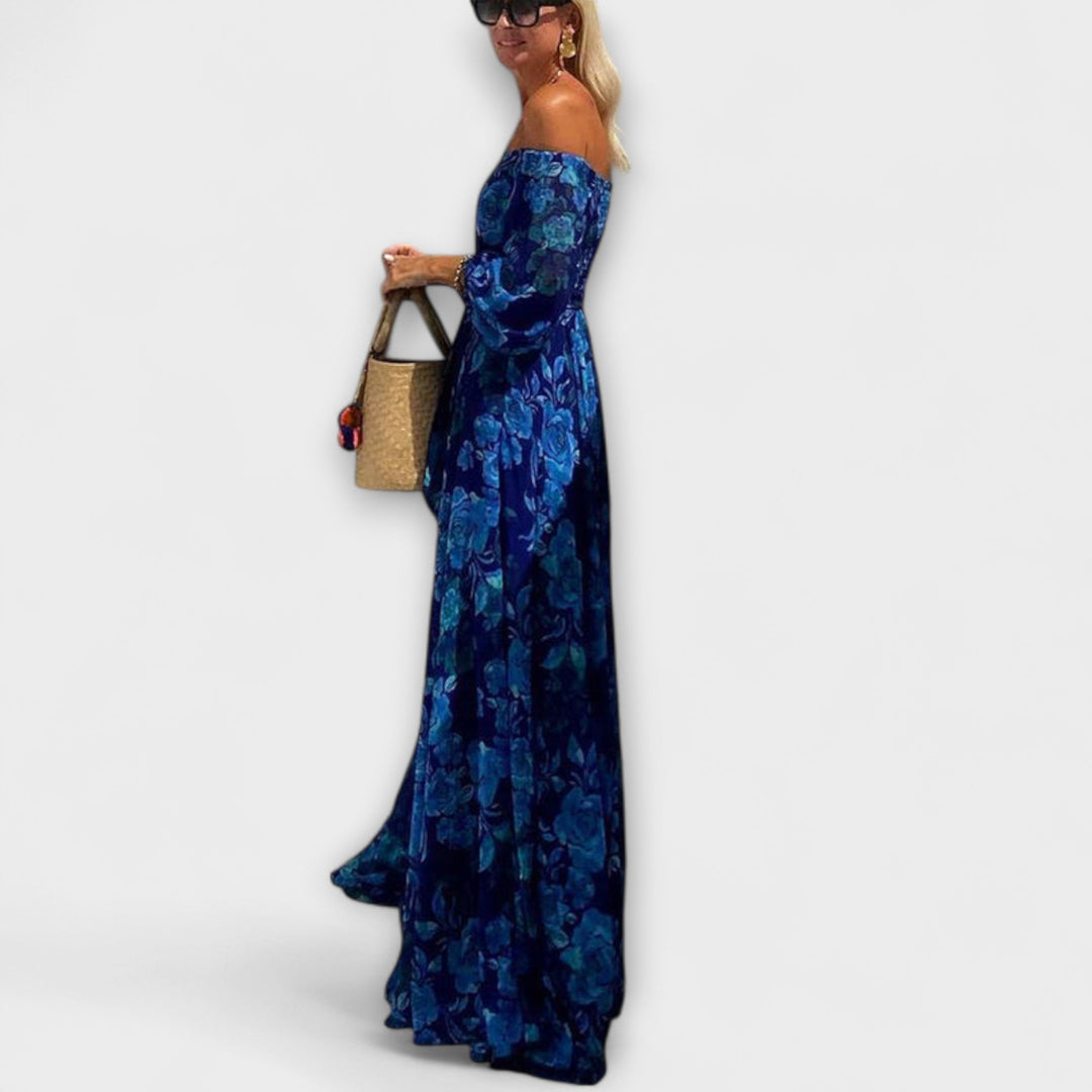 Juniper - Florales Off-Shoulder Smocked Maxikleid