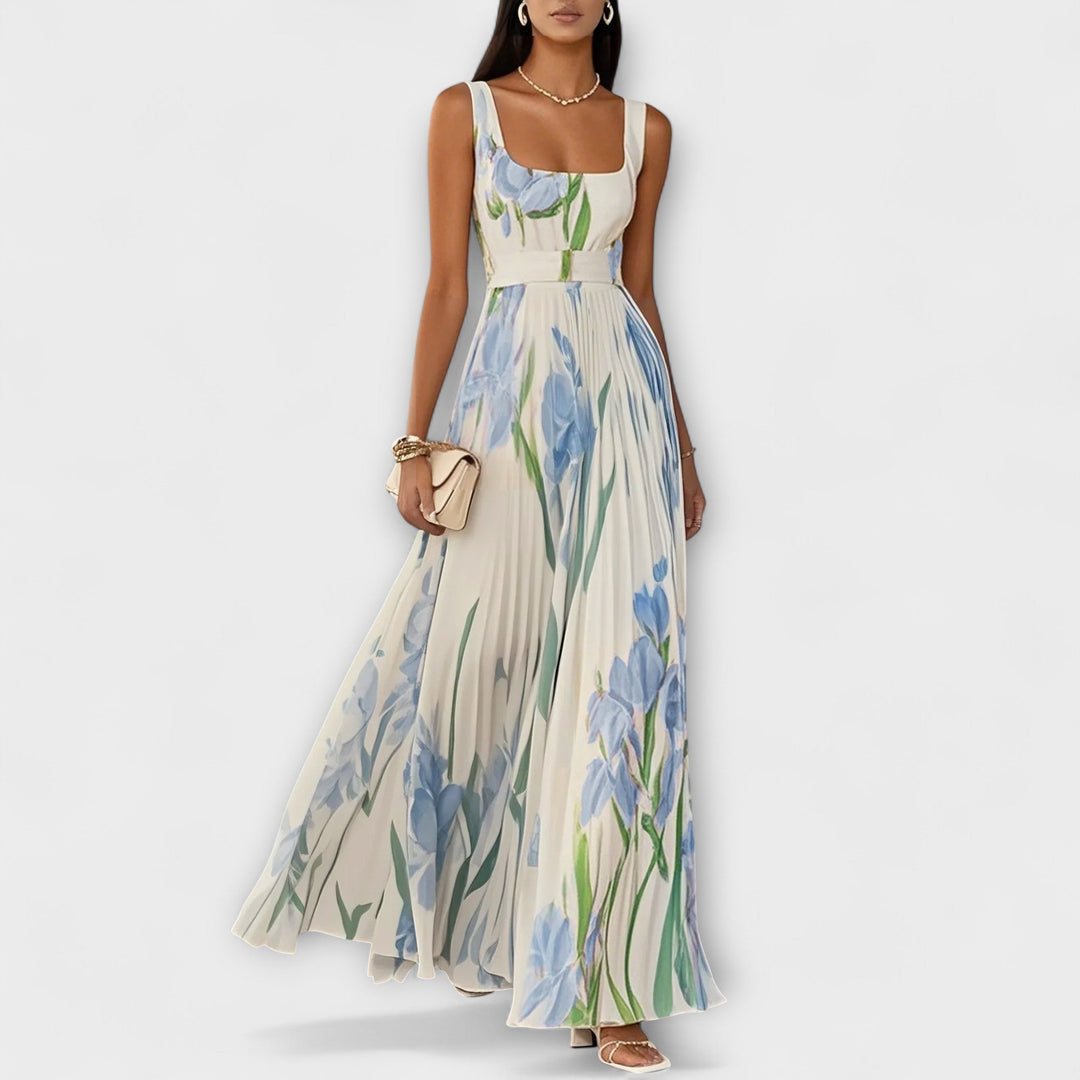 Penelope | Chiffon-Maxikleid in A-Linie mit Blumendruck