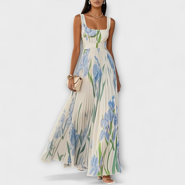 Penelope | Chiffon-Maxikleid in A-Linie mit Blumendruck