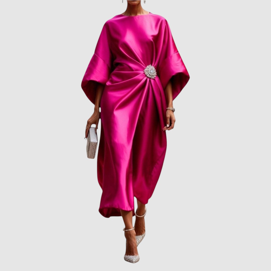 Mia | Langes Abendkleid mit Zierschnalle an der Taille