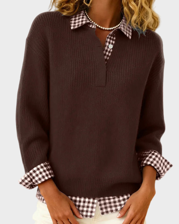 Viktoria | Bunter Pullover mit Karo-Patchwork