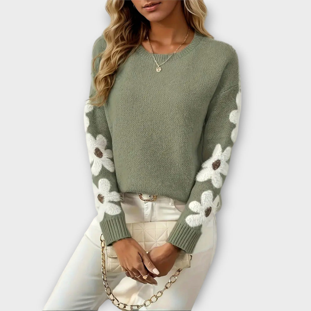 Silke | Weicher Strickpullover mit Blumenmuster
