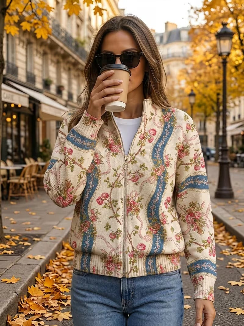 Eulalia | Cardigan mit Kletterrosen-Bordüre