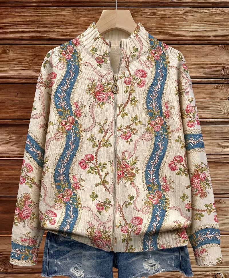 Eulalia | Cardigan mit Kletterrosen-Bordüre