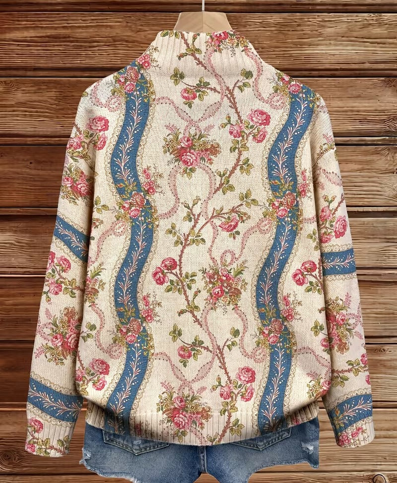 Eulalia | Cardigan mit Kletterrosen-Bordüre