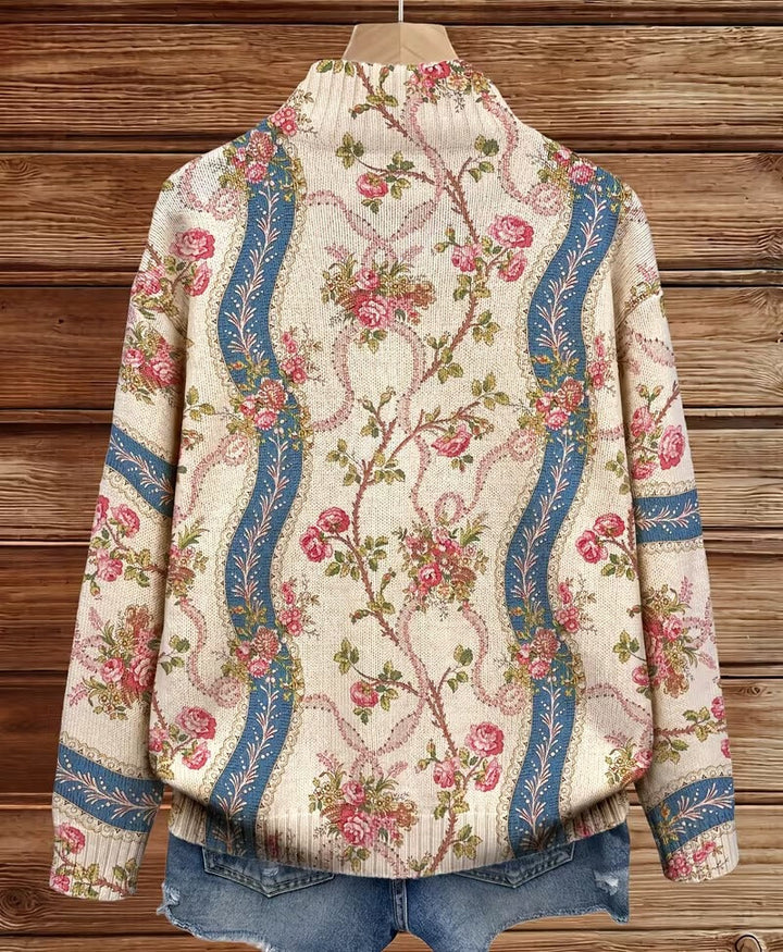 Eulalia | Cardigan mit Kletterrosen-Bordüre