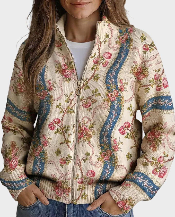 Eulalia | Cardigan mit Kletterrosen-Bordüre