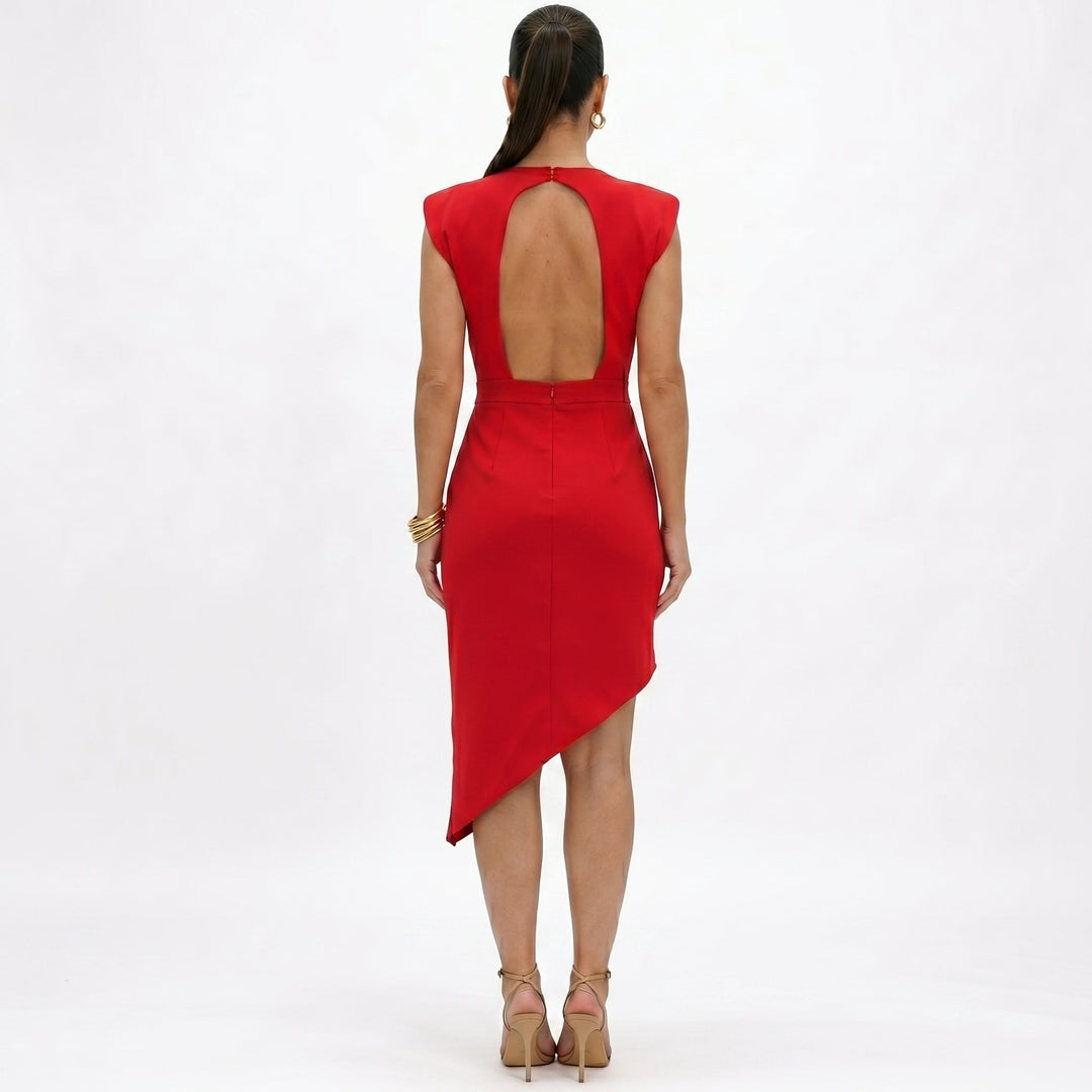 Maja | Asymmetrisches Kleid mit strukturierten Schultern