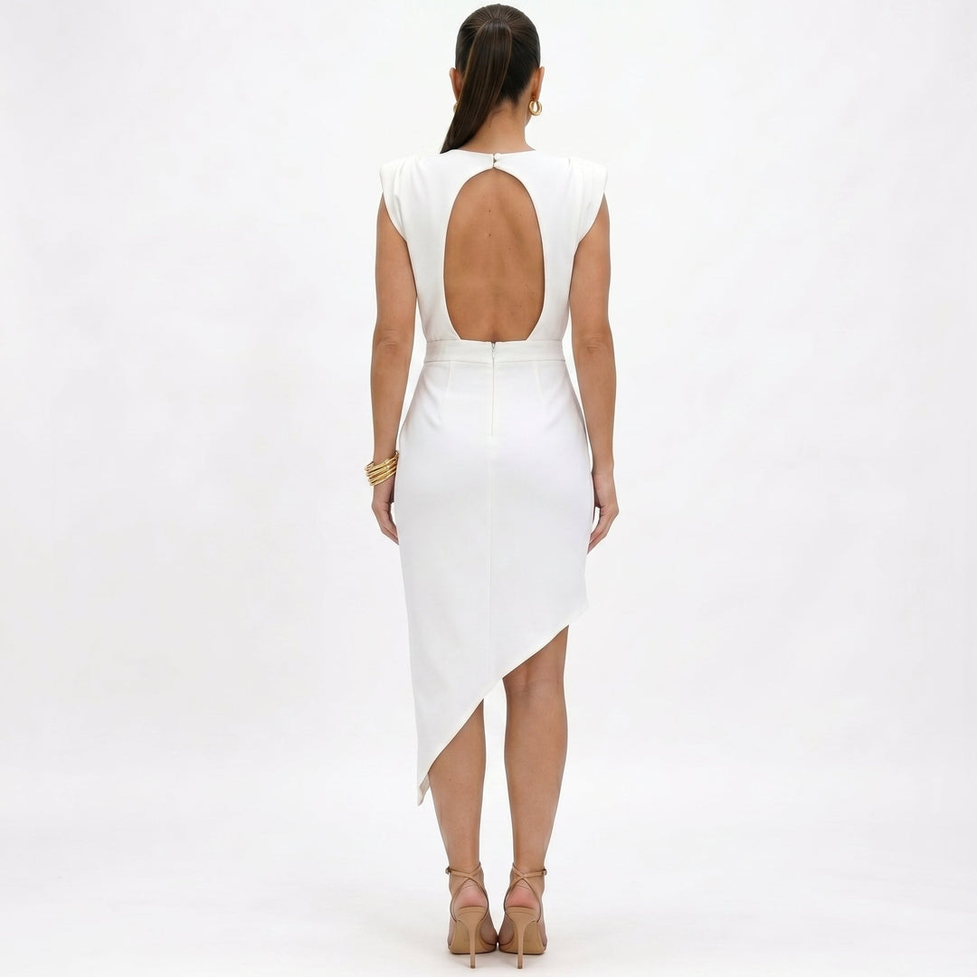 Maja | Asymmetrisches Kleid mit strukturierten Schultern
