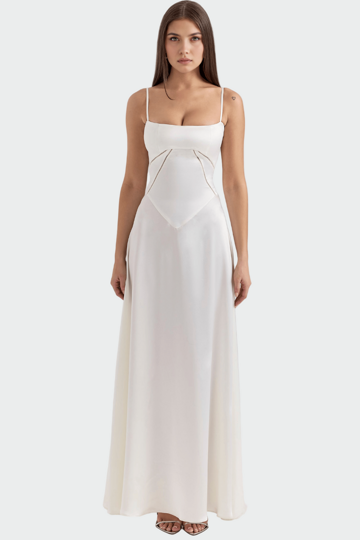 Viktoria | Satin-Maxikleid mit schmalen Trägern