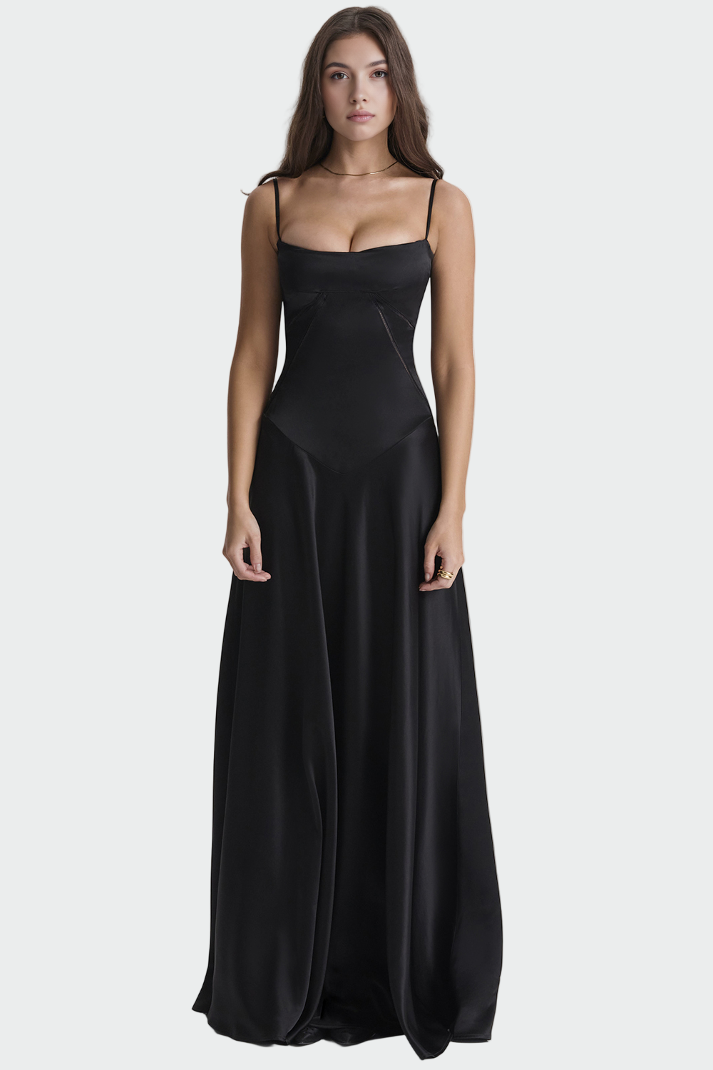 Viktoria | Satin-Maxikleid mit schmalen Trägern