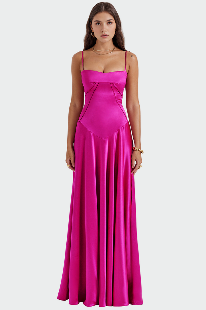 Viktoria | Satin-Maxikleid mit schmalen Trägern
