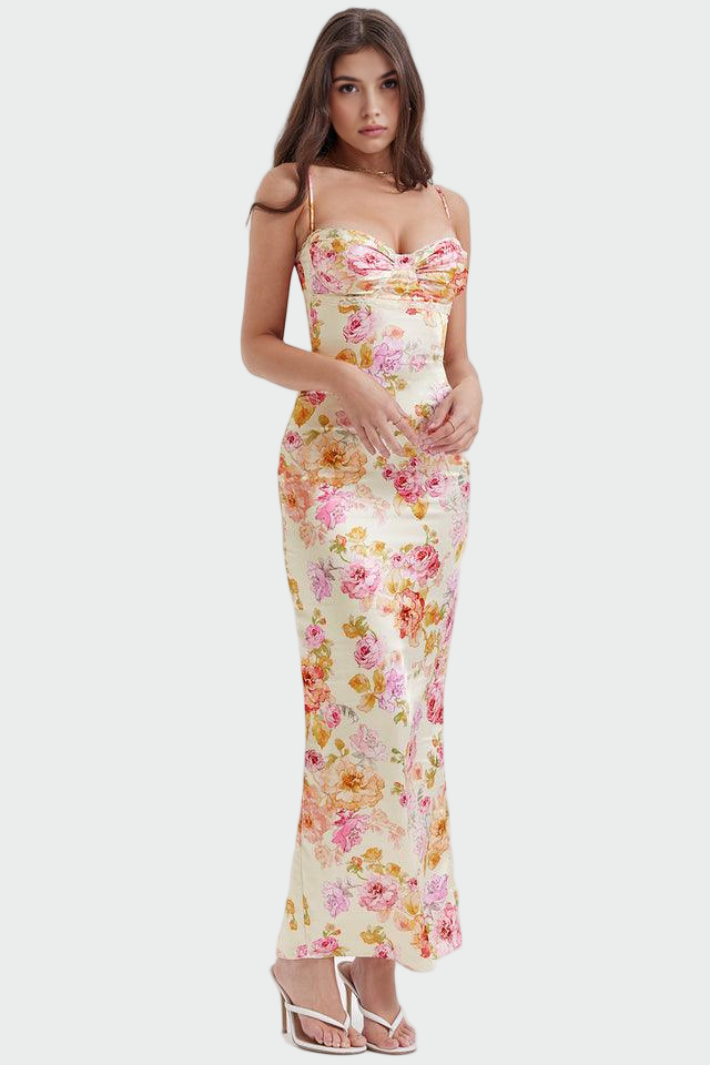 Adriana | Elegantes Maxikleid mit Blumenmuster