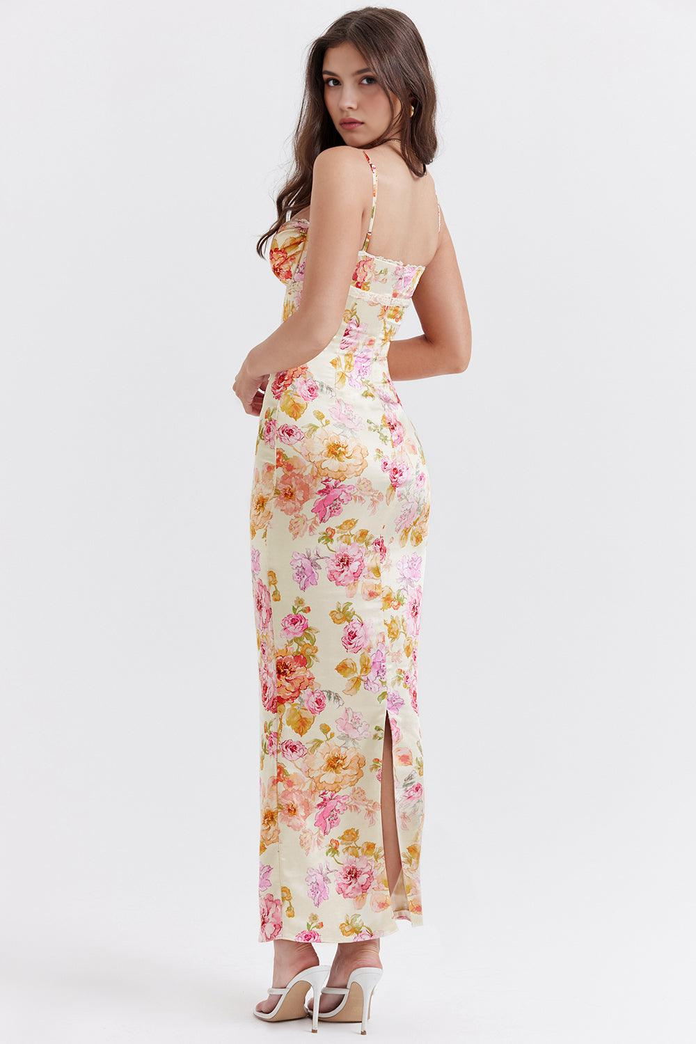 Adriana | Elegantes Maxikleid mit Blumenmuster