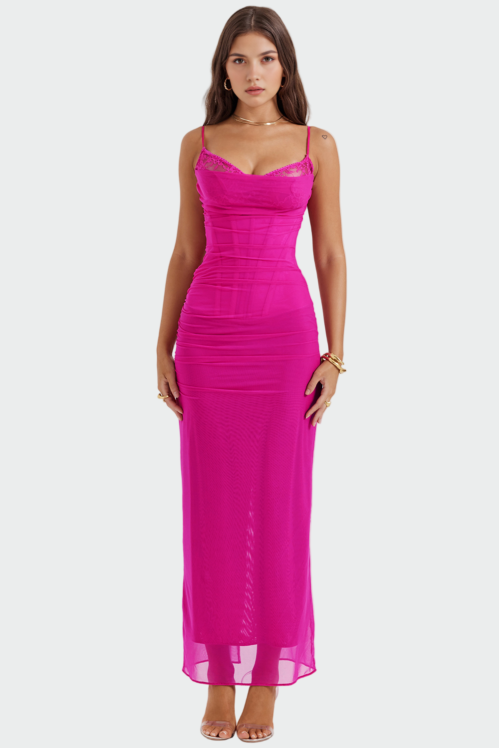 Petra | Drapiertes Tüllkleid mit Spitzendetails