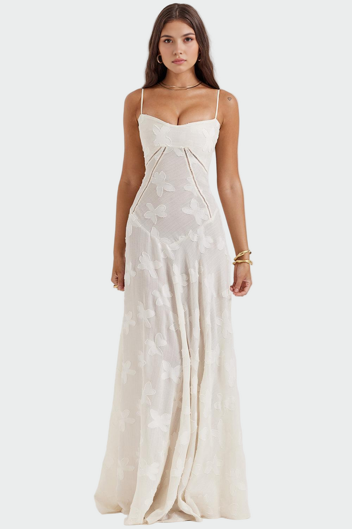 Klara | Romantisches langes Kleid mit Blumenmuster