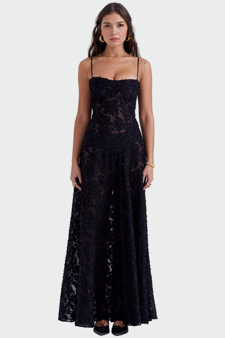 Klara | Romantisches langes Kleid mit Blumenmuster