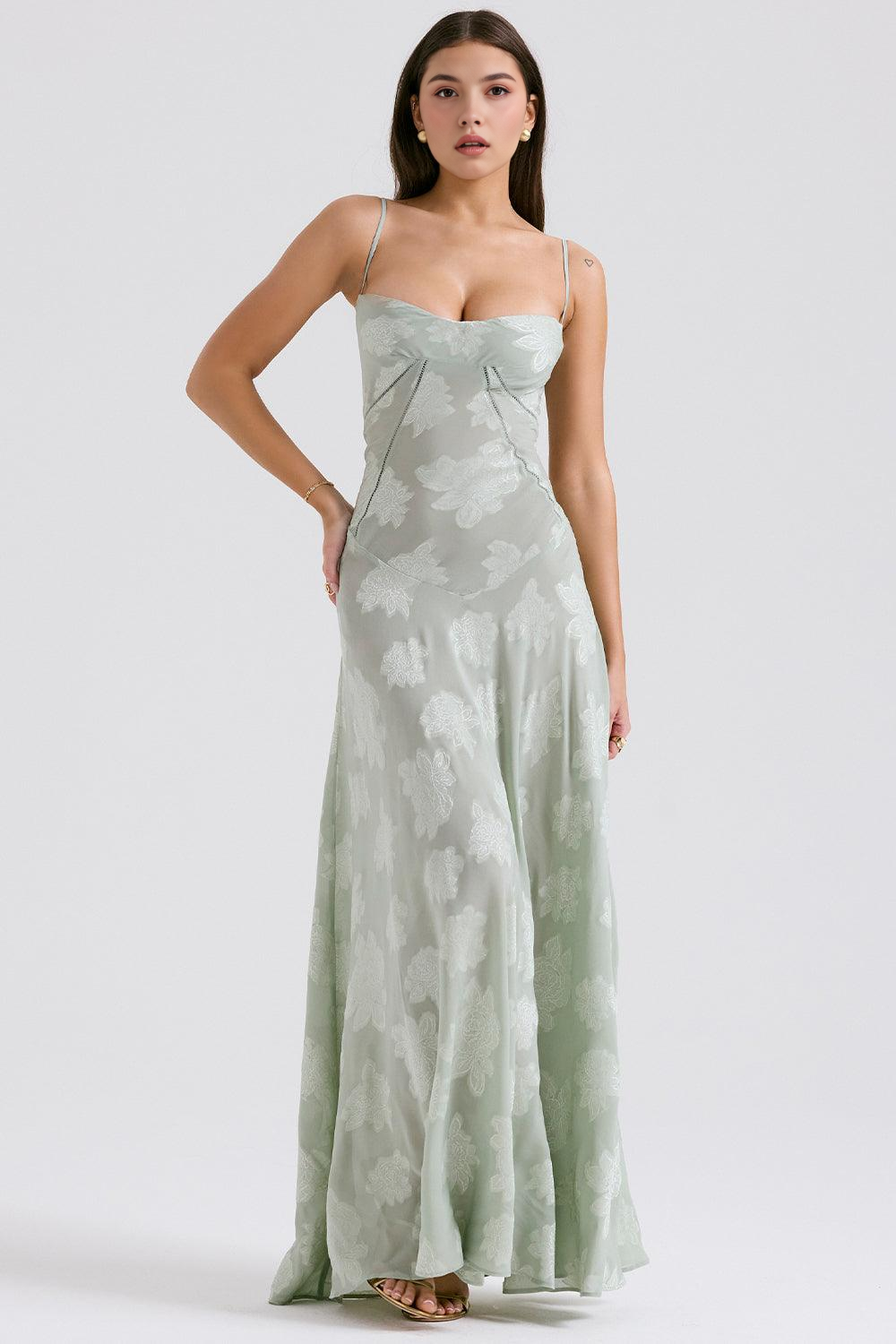 Klara | Romantisches langes Kleid mit Blumenmuster