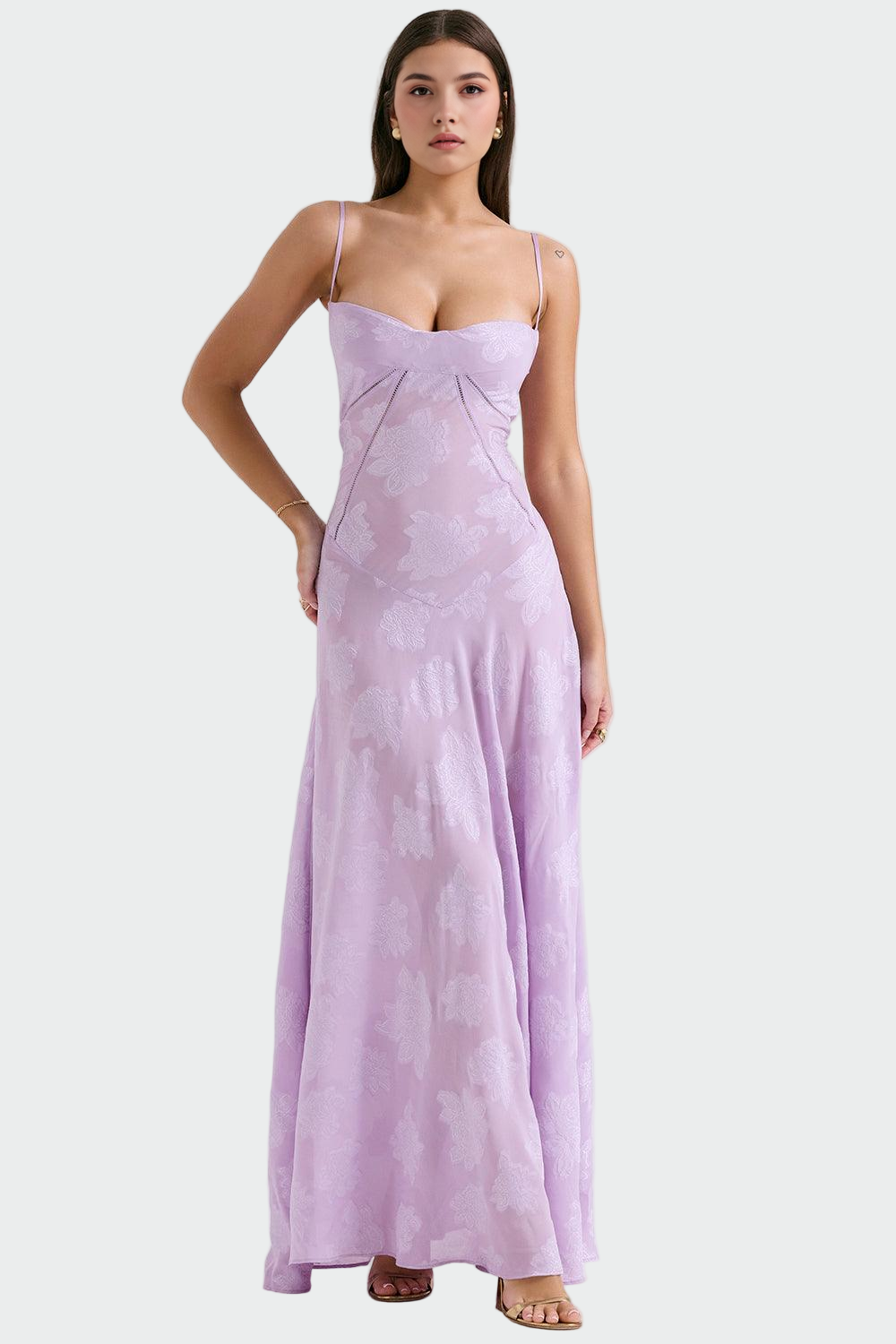 Klara | Romantisches langes Kleid mit Blumenmuster